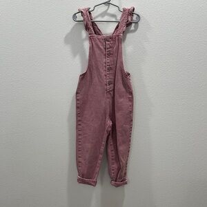 Zara ruffle 4/5 Pink Denim Overalls